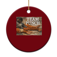 Team Punch Baby Monkey Plush Hugging Meme Ceramic Ornament