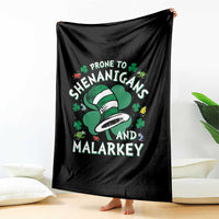 Funny Prone To Shenanigans And Malarkey Throw Blanket St Patricks Day Reading Hat