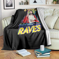 Funny Jesus DJ Raves Techno EDM Party Throw Blanket