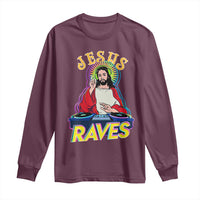 Funny Jesus DJ Raves Techno EDM Party Long Sleeve Shirt