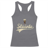 Funny Slainte Cheers Stout Beer Irish Shamrock St Patrick's Day Racerback Tank Top