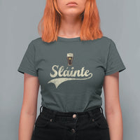 Funny Slainte Cheers Stout Beer Irish Shamrock St Patrick's Day T Shirt For Women