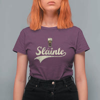 Funny Slainte Cheers Stout Beer Irish Shamrock St Patrick's Day T Shirt For Women