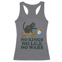 No Kings No Ice No Wars Cat Racerback Tank Top Funny Political Freedom Activist