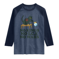 No Kings No Ice No Wars Cat Raglan Shirt Funny Political Freedom Activist
