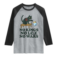 No Kings No Ice No Wars Cat Raglan Shirt Funny Political Freedom Activist