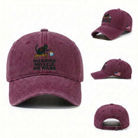 No Kings No Ice No Wars Cat Washed Cotton Baseball Cap Funny Political Freedom Activist