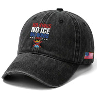 No Kings No Ice No Wars 8647 Washed Cotton Baseball Cap Rejecting Kings Anti Authoritarian