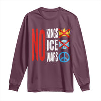 No Kings No Ice No Wars Long Sleeve Shirt Political Protest Peace Sign