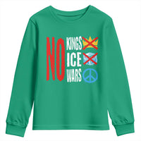 No Kings No Ice No Wars Youth Sweatshirt Political Protest Peace Sign