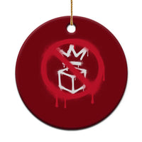 No Kings No Ice Protest Ceramic Ornament Vintage Political Stop Sign Graffiti Graphic