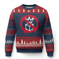 No Kings No Ice Protest Ugly Christmas Sweater Vintage Political Stop Sign Graffiti Graphic