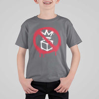 No Kings No Ice Protest T Shirt For Kid Vintage Political Stop Sign Graffiti Graphic