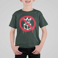 No Kings No Ice Protest T Shirt For Kid Vintage Political Stop Sign Graffiti Graphic