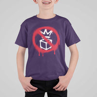 No Kings No Ice Protest T Shirt For Kid Vintage Political Stop Sign Graffiti Graphic