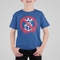 No Kings No Ice Protest T Shirt For Kid Vintage Political Stop Sign Graffiti Graphic