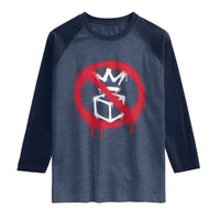 No Kings No Ice Protest Raglan Shirt Vintage Political Stop Sign Graffiti Graphic