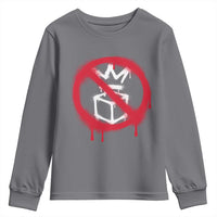 No Kings No Ice Protest Youth Sweatshirt Vintage Political Stop Sign Graffiti Graphic