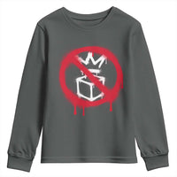 No Kings No Ice Protest Youth Sweatshirt Vintage Political Stop Sign Graffiti Graphic