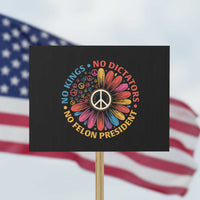 No Kings No Dictators No Felon Presidents Protest Sign Retro Flower Peace Sign