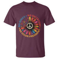 No Kings No Dictators No Felon Presidents T Shirt Retro Flower Peace Sign