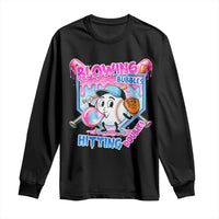 Baseball Blowing Bubbles Hitting Doubles Long Sleeve Shirt Sports Bubble Gum Lover