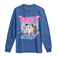 Baseball Blowing Bubbles Hitting Doubles Long Sleeve Shirt Sports Bubble Gum Lover