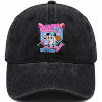 Baseball Blowing Bubbles Hitting Doubles Washed Cotton Baseball Cap Sports Bubble Gum Lover