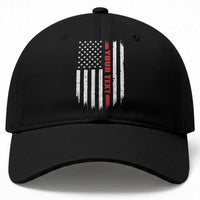 Personalized Firefighter Baseball Cap Custom Text Name Vintage American Flag Patriot Fireman Gift
