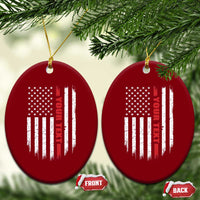 Personalized Firefighter Ceramic Ornament Custom Text Name Vintage American Flag Patriot Fireman Gift