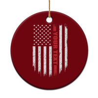 Personalized Firefighter Ceramic Ornament Custom Text Name Vintage American Flag Patriot Fireman Gift