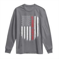 Personalized Firefighter Long Sleeve Shirt Custom Text Name Vintage American Flag Patriot Fireman Gift