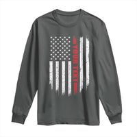 Personalized Firefighter Long Sleeve Shirt Custom Text Name Vintage American Flag Patriot Fireman Gift