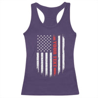 Personalized Firefighter Racerback Tank Top Custom Text Name Vintage American Flag Patriot Fireman Gift