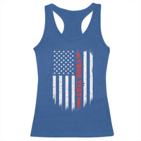 Personalized Firefighter Racerback Tank Top Custom Text Name Vintage American Flag Patriot Fireman Gift