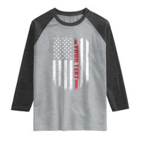 Personalized Firefighter Raglan Shirt Custom Text Name Vintage American Flag Patriot Fireman Gift