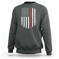 Personalized Firefighter Sweatshirt Custom Text Name Vintage American Flag Patriot Fireman Gift