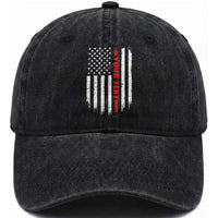 Personalized Firefighter Washed Cotton Baseball Cap Custom Text Name Vintage American Flag Patriot Fireman Gift