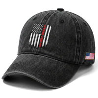 Personalized Firefighter Washed Cotton Baseball Cap Custom Text Name Vintage American Flag Patriot Fireman Gift