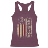250th Birthday US July 4th 1776 2026 American Flag Racerback Tank Top