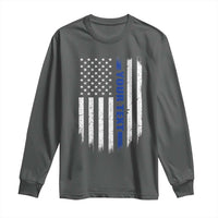 Personalized Police Long Sleeve Shirt Custom Text Name Vintage American Flag Law Enforcement Gift