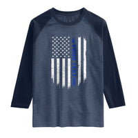 Personalized Police Raglan Shirt Custom Text Name Vintage American Flag Law Enforcement Gift