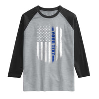 Personalized Police Raglan Shirt Custom Text Name Vintage American Flag Law Enforcement Gift