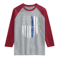 Personalized Police Raglan Shirt Custom Text Name Vintage American Flag Law Enforcement Gift