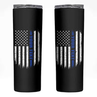 Personalized Police Skinny Tumbler Custom Text Name Vintage American Flag Law Enforcement Gift
