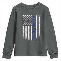 Personalized Police Youth Sweatshirt Custom Text Name Vintage American Flag Law Enforcement Gift
