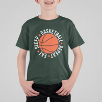 Basketball Lover T Shirt For Kid Eat Sleep Basketball Repeat - Wonder Print Shop