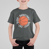 Basketball Lover T Shirt For Kid Eat Sleep Basketball Repeat - Wonder Print Shop