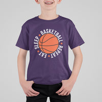 Basketball Lover T Shirt For Kid Eat Sleep Basketball Repeat - Wonder Print Shop