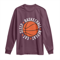 Basketball Lover Long Sleeve Shirt Eat Sleep Basketball Repeat - Wonder Print Shop